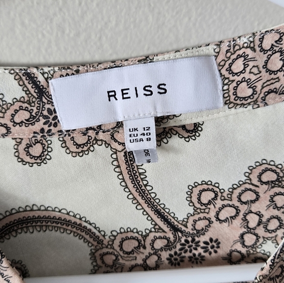 Reiss Ivory Nico Printed Mini Shirt Dress Size 8 Neutral Pockets Short Sz 8 - Picture 8 of 11